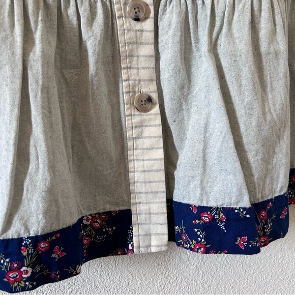 Madewell x The New Denim Project Patchwork Stripe Midi Skirt Sz 6 Beige Blue - Picture 5 of 16